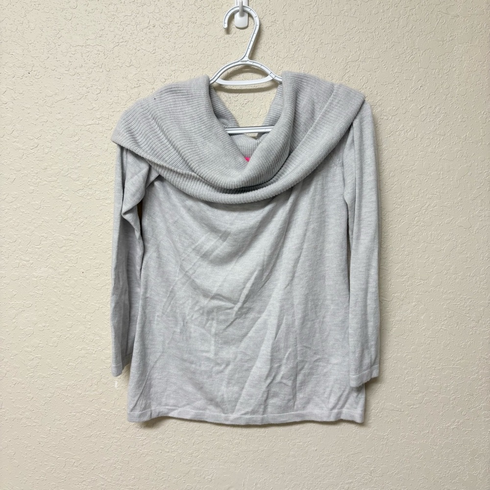 Lilly Pulitzer Gray Cowl Neck Long Sleeve Pullover Women’s Soft Size M